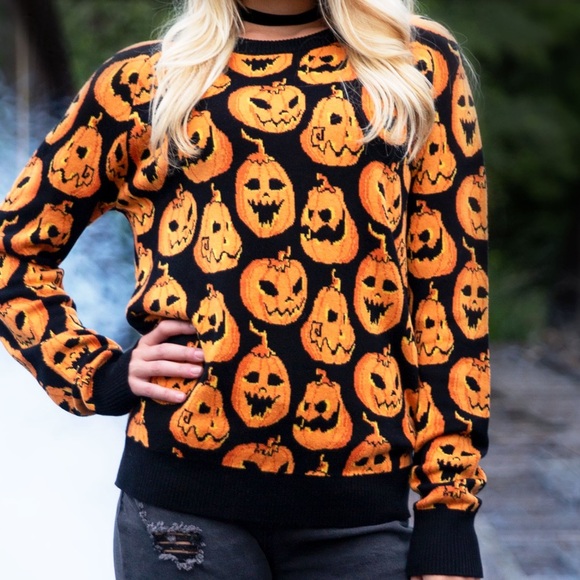 Halloween pumpkin/ jack o lantern sweater - Picture 10 of 11